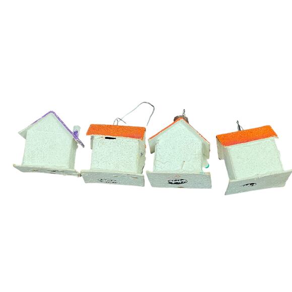 Putz Sugar House Japan Cardboard Glitter House Small Ornament Lot of 4 Vtg READ - Picture 13 of 16